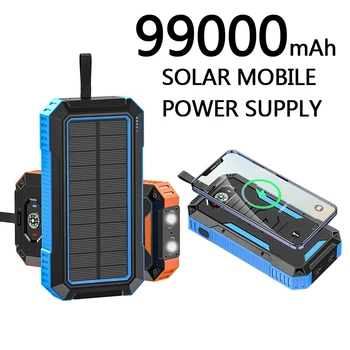 Solárny panel Power bank Bezdrôtové nabíjanie mobilných napájanie 98000mAh s Camping Lampa Mobilný Telefón, Nabíjačku, USB Portov, Batérie