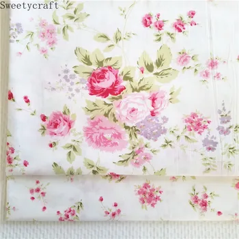 Kvetinový Vzor, 100% Bavlna Twill Textílie DIY Šitie Dieťa Crips posteľné prádlo detské oblečenie Patchwork Ručne vyrábané bytové Doplnky