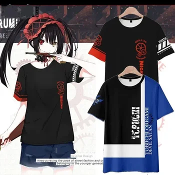 Japonsko, Anime Dátum Live Tričko Dievča Tokisaki Kurumi nočná mora 3D Vytlačené pánske T-shirt Short Sleeve Top Harajuku Ležérne Oblečenie