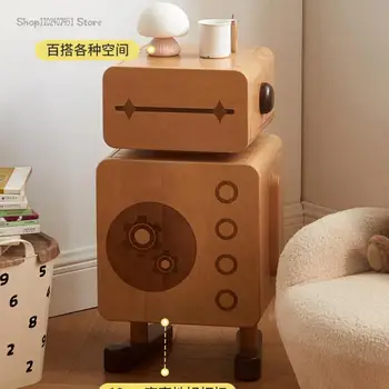Všetky Masívneho Dreva Detí nočnom stolíku Moderné Spálne Tvorivé Cartoon Buk Robot Úložné Skrinky