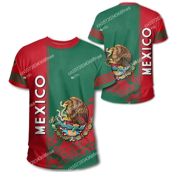 Mexiko Národnej Vlajky Print T Shirt Pre Mužov Módne 3D Eagle Vzor Krátky Rukáv Nadrozmerné T-shirt Voľný čas O-neck Tee Streetwear