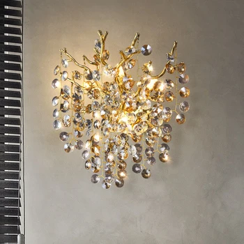 Kreatívne Strapec Dizajn Crystal Lampa Zlatá Pobočky Nástenné Svietidlo Svetlo Luxusné Spálne, Nočné Led Nástenné Svietidlo Nástenné Svietidlo Classic