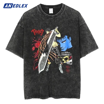 Hip Hop Streetwear Muži Čierne Tričko Japonské Anime Tlač Topy Harajuku Módne Bavlna T-shirt Lete Vintage Tričko Unisex