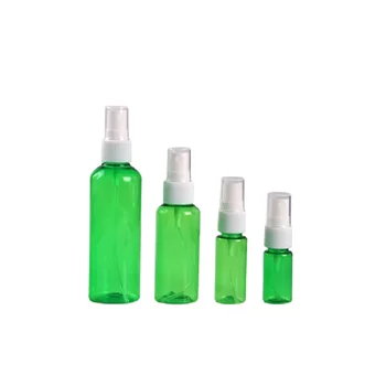 PET Prázdne Plastové Fľaše Green Kozmetické Kontajnerov 20ml 10 ml 30 ml 50 ml 100 ml Naplniteľné Ruky Dezinfikovať Spray Mist Fľaša 50Pcs