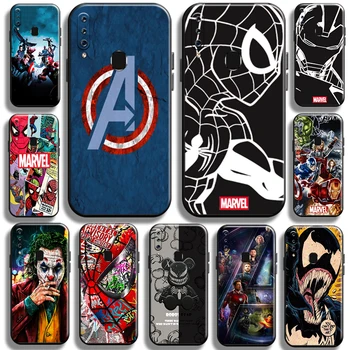 Marvel Avengers pre Samsung Galaxy A60 Telefón Prípade Kvapalných Kremíka funda plnú Ochranu Späť Black Shockproof Shell