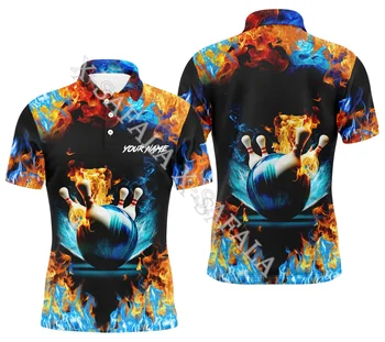 Láska Darček Pre Bowling Klube Hráčov Lebky A Oheň Polo Shirts Rukáv Man, Jersey Nové Vrchole Letné Módy Ležérne Oblečenie Tepláky