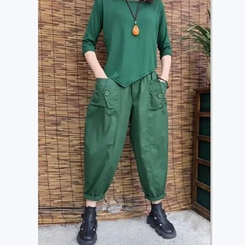 Ženy Lete Bežné Neforemné Nohavice Vintage Streetwear Voľné Hárem Capri Kórejský Nohavice Zelená Čierna Biela Široký, Vysoký Pás Nohavice Žena