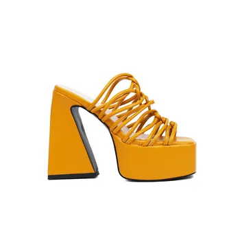 Nadrozmerná Veľké veľkosti Veľká veľkosť Námestie prsty Silné Päty platforma topánky sandále pre ženy a dámy Módne trend Výšky Rastúci