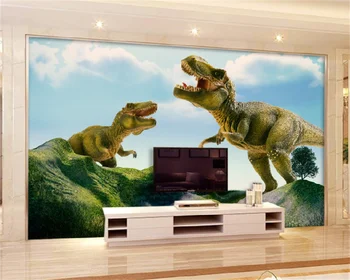 3d troch-dimenzionální dinosaura zvierat tyrannosaurus modrú oblohu a biele cloud scenérie obývacia izba gauč TV pozadí nástennú maľbu