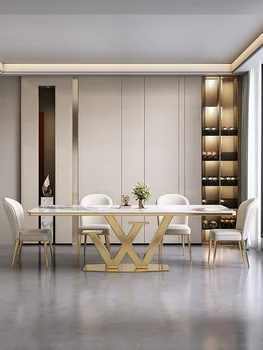 Svetlo luxusné rock tanier jedálenský stôl moderný jednoduchý high-end domáce minimalistický stôl a stoličky zmes 2023 nové