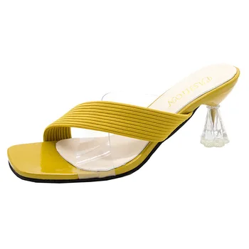 Dámske Sandále Transparentné Vysokým Podpätkom Sandále Sandále Jemné Päty Námestí Otvorené Prst Rímske Sandále Módne dámske Topánky