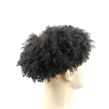 Afro Toupee 10 MM Muž Curl Vlasy Jednotky Čierne Pánske Kučeravé Toupee 100% Ľudské Vlasy African American Toupee Pokožky Base 8x10inch