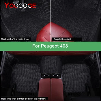 YOGOOGE Auto Podlahové Rohože Pre Peugeot 408 Luxusné Auto Príslušenstvo Nohy Koberec