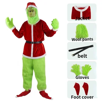 Vianočné Halloween Výbuchu Zelená Kožušiny Monster Cosplay Santa Vyhovovali Strany vtipné Kostýmy