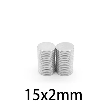 10-200pcs 15x2mm Super Silné Magnety 15mmx2mm Trvalé Malé Okrúhle Magnet 15*2 mm Tenké Neodýmu Magnet Magnetické 15*2