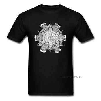 Metatrons Kocka Lebky Mandala 2018 Unikátny Muži T-shirt Geometrický Vzor Čierne Tričká Horor Top Tee Darček Oblečenie
