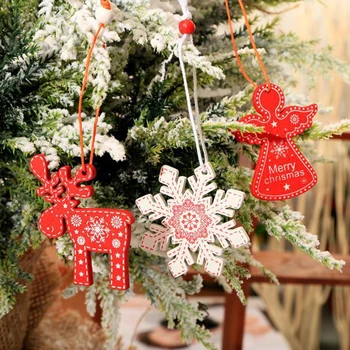 12Pcs Drevené Vianočné Ozdoby Deti Hračky Pre Chirstmas Stromu Visí Prívesky, Vianočné Dekorácie Pre Domov Strán Nový Rok Noel