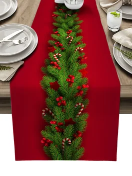 Stôl Runner Svadbu, Výzdoba Stola Kryt Vianočné Dekorácie Dovolenku Strany Obrus Vianočný Stromček Ihličia Candy Luk