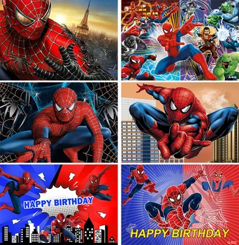 Superhrdina Červená Spiderman Fotografie Spidy Pozadie Deti Happy Birthday Party Dekorácie Vinyl Deti Fotografiu Na Pozadí Dary