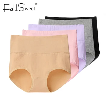 FallSweet 5 ks/Pack !Vysoký Pás Ženy Nohavičky Bruško Kontroly Nohavičky Bavlnené Chudnutie Bielizeň Plus Veľkosť