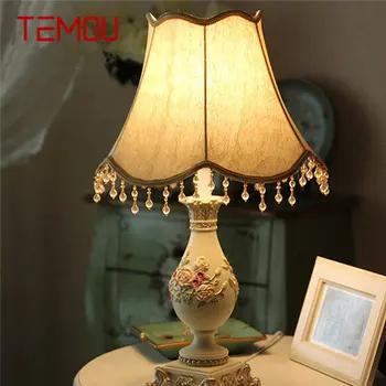 TEMOU Nordic LED Stolná Svetlo Tvorivé Živice Stmievanie Stolové Lampy, Nočné kórejský Pastoračnej Štýl Dekor Pre Domáce Obývacia Spálňa