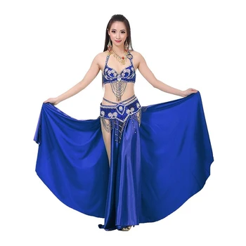 Nový Štýl Brušného Tanca Kostým S/M/L 3ks Podprsenka&Remeňa a Sukne Sexy Tanec Ženy Tanečné Oblečenie Nastaviť Bellydance Indickej Nosenie VL-N55