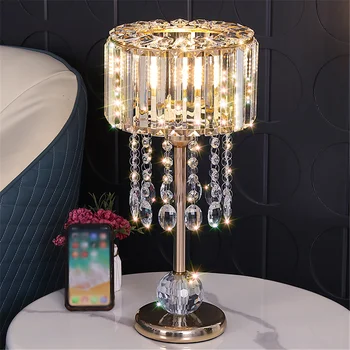 Americké Luxusné Crystal Tieni Strapec Led Stolové Lampy, Obývacia Izba, Spálňa, Podkrovie Domov Deco Posteli Zlato Nočnom Stolíku Svietidlo
