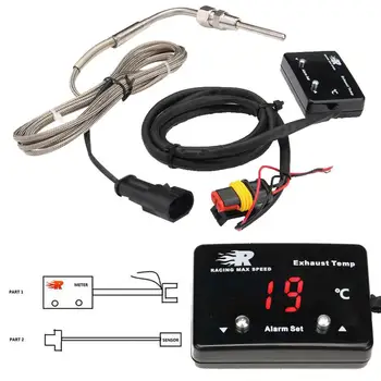 Senzor Digital Auto Výfukových Plynov Dočasný Rozchod LED Displej EGT Teplota meradla, Senzor