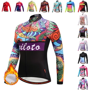 Hot Predaj MILOTO Ženy Thermal Fleece, Dlhý Rukáv cyklistika dres Zime Teplé mtb jersey Bicykli cyklistické Oblečenie maillot ciclismo