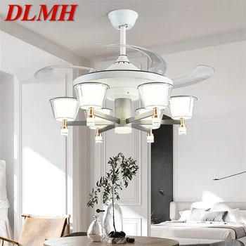 DLMH Lampa S Stropný Ventilátor Biela S Diaľkovým ovládaním Neviditeľné Ventilátor Čepeľ LED Svietidlá Domov Dekoratívne Pre Obývacia Izba, Spálňa