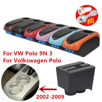 Pre Volkswagen Polo Opierkou box Pre VW Polo 9N 3 Auto, lakťová opierka box 2002 2003 2004 2005 2006 2007 2008 2009 Retrofit USB Popolníka