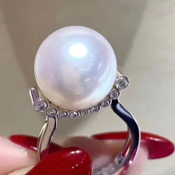 DIY pearl príslušenstvo S925 mincový striebro šperky korektor módne krúžok prázdny držiak na Uchytenie 11-13mm korálky