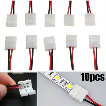 Konektor LED Pásy Odolné Lampy Svetlo Bar Osvetlenie PVC Adaptér Doska Žiarovky 10 mm Pcb 10pcs Výmenu 2-kolíkmi