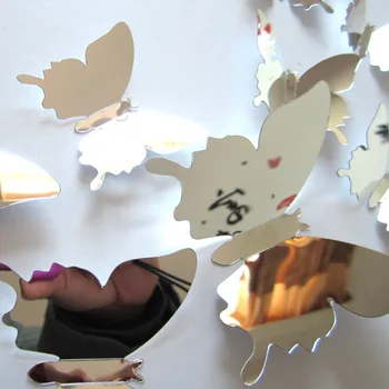 12pcs/nastaviť Nové Dorazí Zrkadlo Podiel 3D Butterfly Samolepky na Stenu Svadobné Party Dekor DIY Domáce Dekorácie