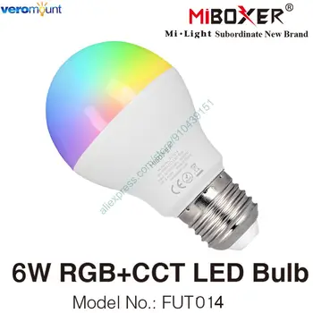 MiBoxer FUT014 6W RGB+SCS Smart LED Žiarovka AC110V-220V E27 Stmievateľné Lampa 2.4 G RF WiFi Remote APP Alexa Google Voice Control
