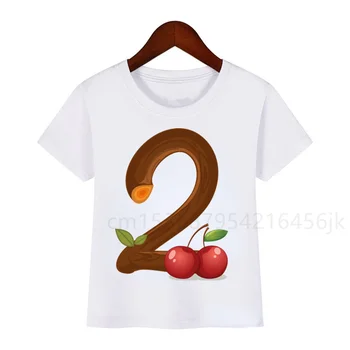 Dievčatá Letné Ovocie Narodeniny Číslo Print T Shirt Deti Ovocia Narodeniny Dievča, T-shirts Boy&Girl Darček Tričko Súčasnosti Oblečenie