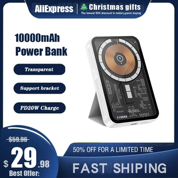HOCO Transparentné Wireless Power Bank 5000/10000mAh PD20W pre iPhone pro max Xiao Prenosný Držiak Rýchle Nabitie