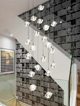 Lustre Svetlá Moderné Led Crystal Schodisko Na Obývacia Izba Luxusné Vnútorné Cristal Dlho Visí Prívesok Lampy Tvorivé Lesk