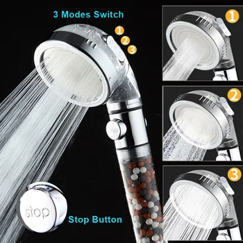 Zhangji Kúpeľňa Zdravé SPA Sprcha Hlavy 3 Typy Vysoký Tlak na Šetrenie Vody Premium Tryska Aniónové Filter Guľôčky Odstrániť Nečistoty