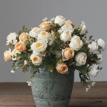 Simulované Kvety 5 Klasické Ruže Kytice Svadobné a Domov Dekorácia Umelé Kvety Cestnej Sprievodcov Činnosť Lintels Kvet