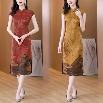 2023 jar a v lete nových veľkých národných štýl výšivky temperament zoštíhľujúce šaty cheongsam