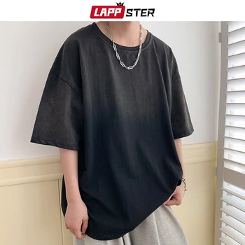 LAPPSTER tie Dye Japonský Streetwear, T Košele 2023 Y2k Harajuku Nadrozmerné Čierne tričká, Vintage Tshirts kórejský Módy Tees