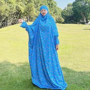 Moslimské Dubaj Turecko Tlačené Šaty Župan Eid Kapucňou Hidžáb Modlitba Šaty Ramadánu Šaty Abaya Islamské Oblečenie Arabčina Režijné Kaftan