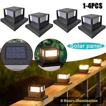 1-4PCS Solárnej Energie Post Svetlá LED Plot Ľahké Nepremokavé Vonkajšie Street Light LED Lampa Garden Dvore Výzdoba Slnečného Svetla
