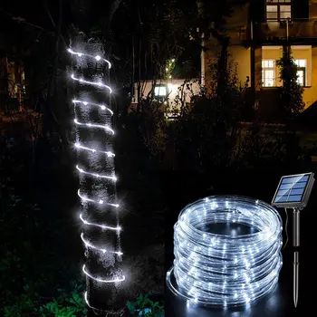 Solárne Lano Trubice String Svetlá Vonkajšie Nepremokavé 8 Režimov Led Rozprávkových Svetiel Ulici Girlandy Na Vianočné Záhradné Dekorácie Dvore