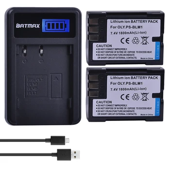 2 ks 1800mAh BLM-1 BLM1 Accu Batérie + LCD USB Nabíjačka pre Olympus C-5060 C-7070 C-8080 E-30 E-300 E-330 E-500 E-510 E-520