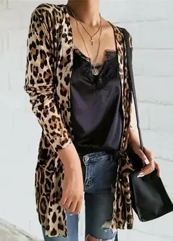 Horúce ! Ženské Leopard Tlač Košele Cardigan Kabát, Bundu s Dlhým Rukávom Tenký Košele