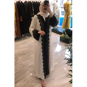 Mušelínu Abayas pre Ženy Čipky Župan Abaya Turecko Islam arabské Moslimské Oblečenie Dlho Eleganciu Šaty na Blízkom Východe Dubaj Cardigan Abaya