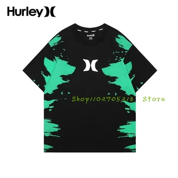 2023 Hurley Klasické High Street t shirt jednoduchý list logo voľné krátke rukávy zelená čierna T-shirt Nové
