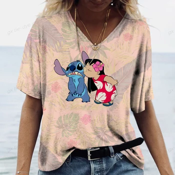 Módne dámske tričko Y2k Disney Svorkou Tlačiť Hore 3d T-shirt Letnú Dovolenku Pulóver Ženy Bežné Nadrozmerné Tee Oblečenie